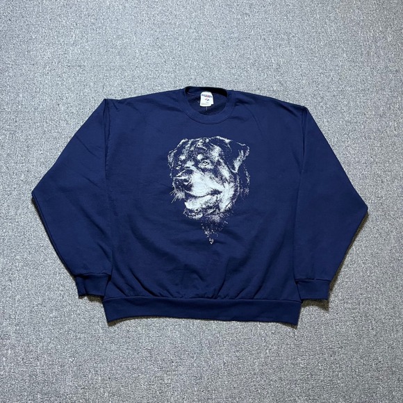 Jerzees Other - Vintage Jerzees Sweatshirt XL Navy Blue Rottweiler Dog Graphic Pullover 90s